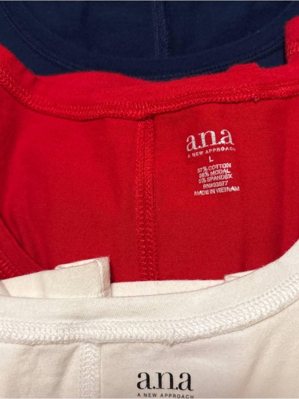 a.n.a Women’s Long Sleeve Crewneck Tops Size L- White, Red, Navy, Blue - Picture 3 of 5